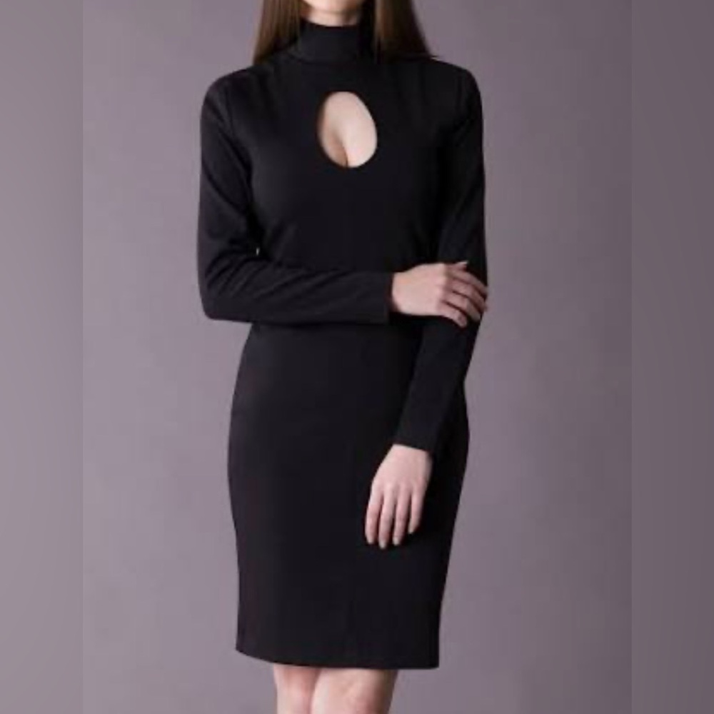 Black knit stretch dress in black can be worn with openings to back 2X